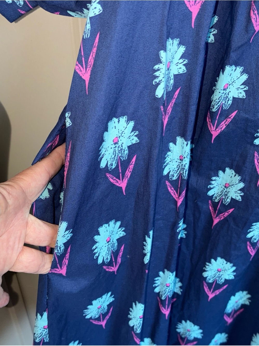 GIGIO Navy Midi Dress with Turquoise & Pink Floral Print - Picture 3 of 7